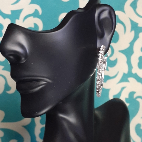 18K White Gold Filled Cubic Zirconia Hoops 1.7 Dia - Picture 3 of 7